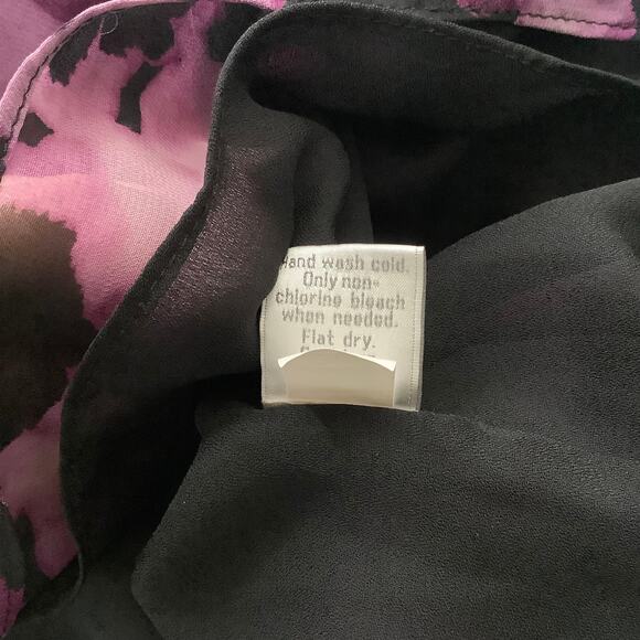 LC Lauren Conrad Purple Floral Sleeveless Top Elastic Waist Beading Lined Medium - Picture 7 of 8